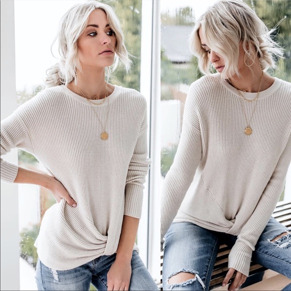 Vici Tops - Vici Knot Your Girlfriend Thermal Knit Top